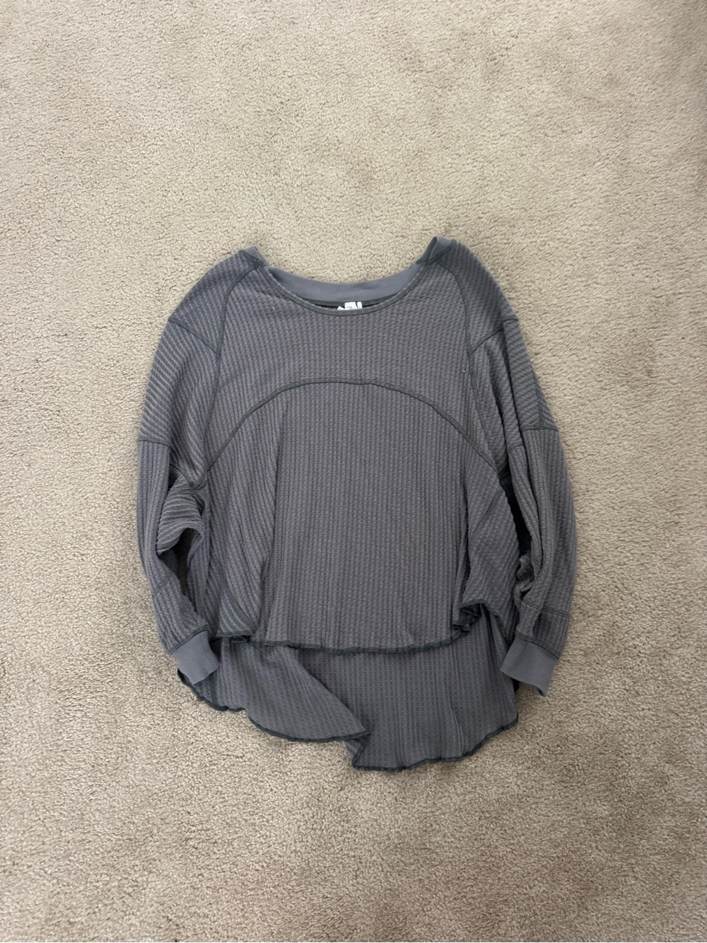 Urban Outfitters Gray Waffle Knit Layered Long-Sleeve Top